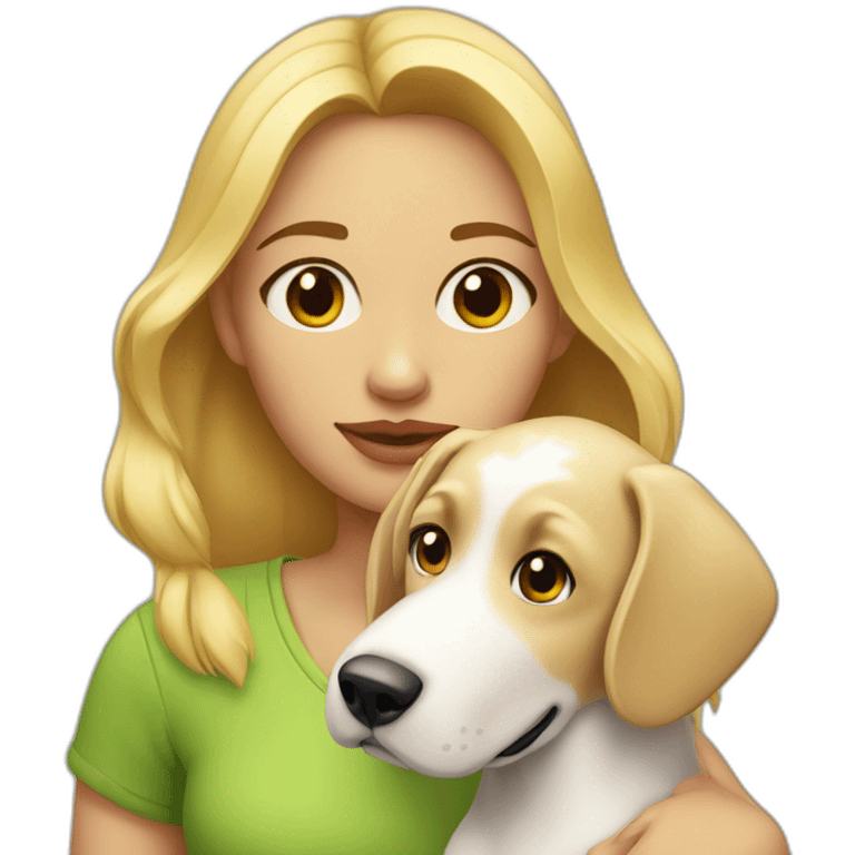 Chica rubia con perrito blanco emoji