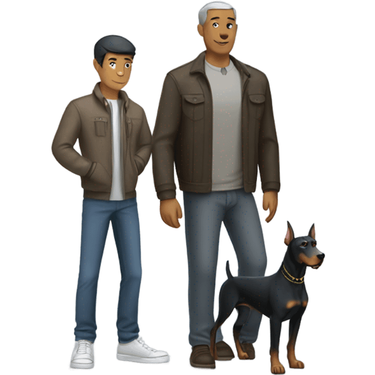 Gray Doberman and man emoji