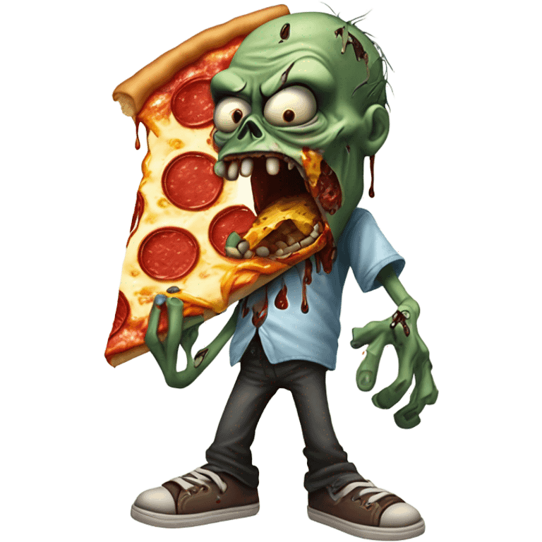 Zombie eating pizza emoji