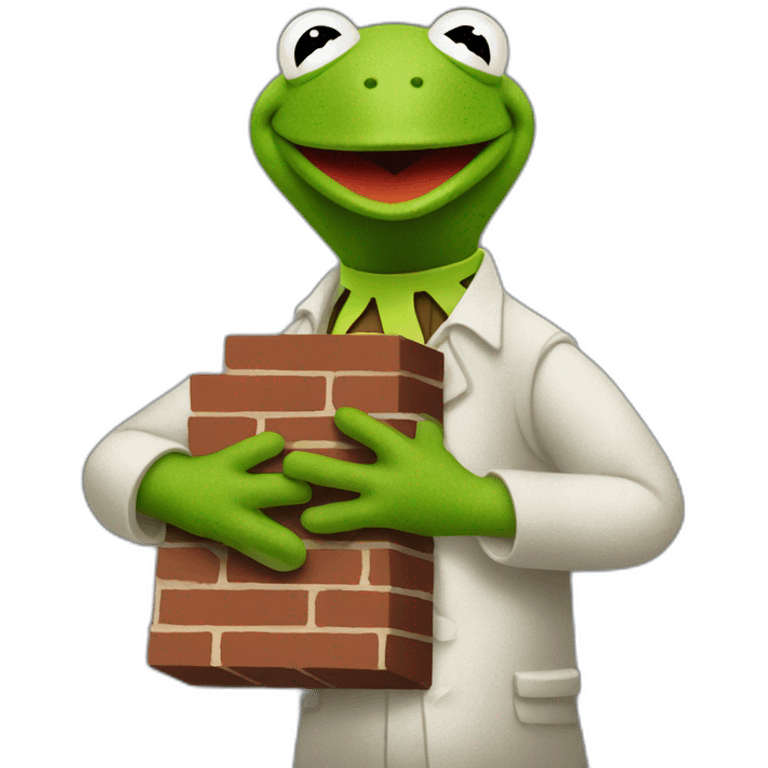 kermit frog holding brick emoji