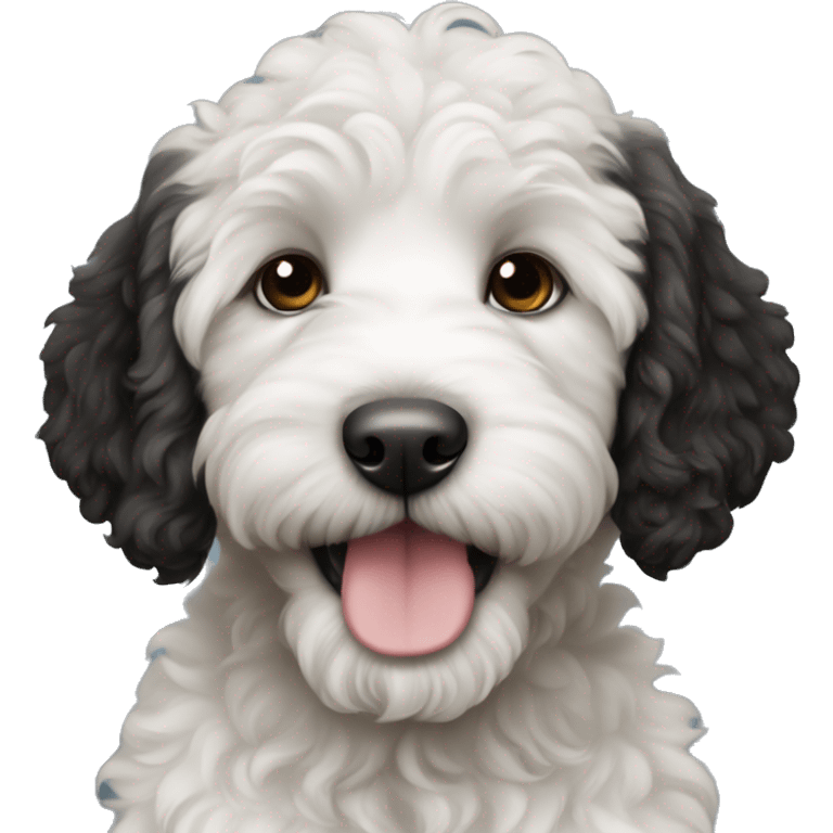 Black and white labradoodle puppy emoji