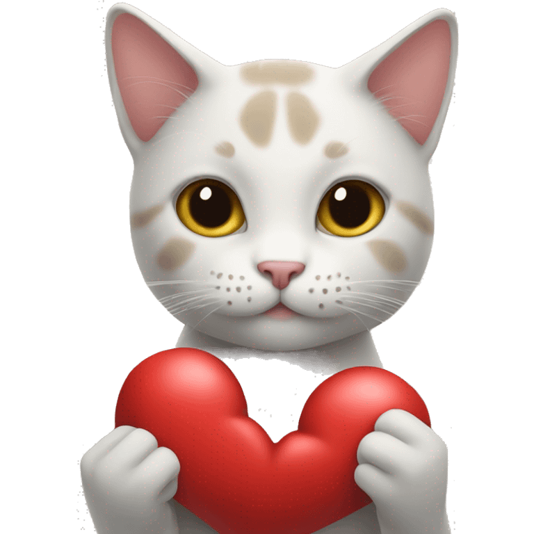 Cat holding a heart emoji