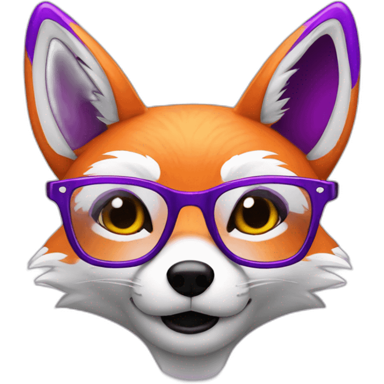 a purple fox with glasses emoji