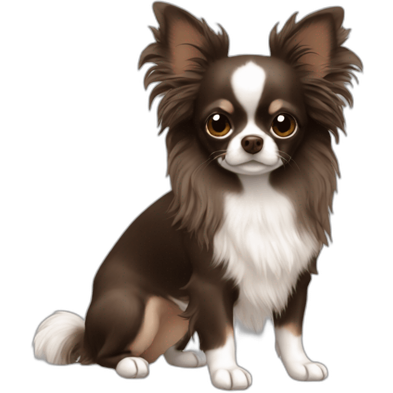 Long hair dark brown no white fur Chihuahua emoji