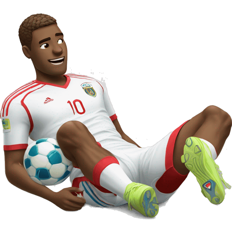 soccer player on the floor holding his knee in pain emoji