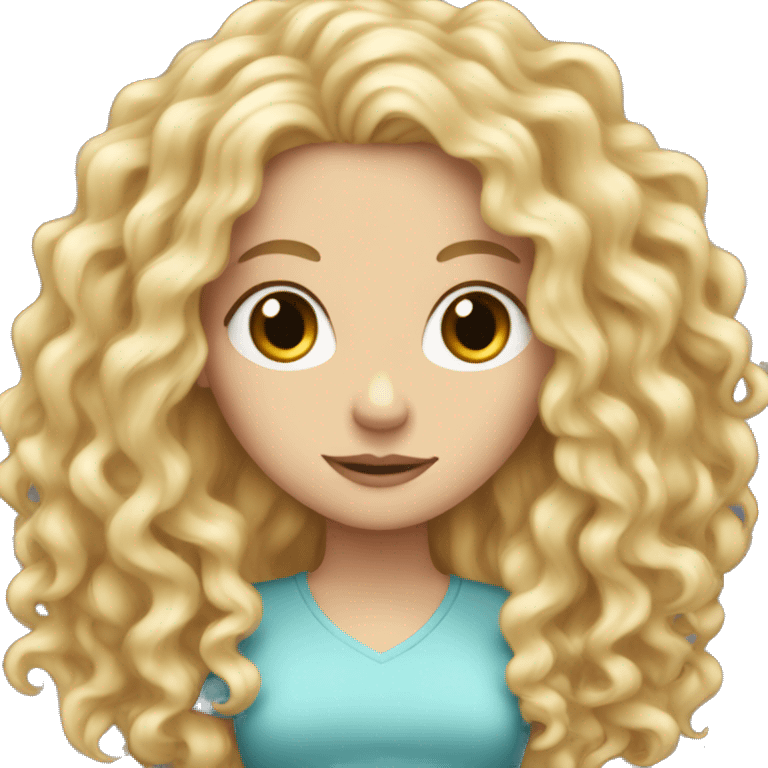 white girl with really curly very long blonde hair emoji