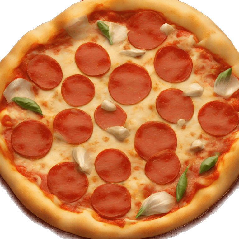 a pizza only with tomato sauce and garlic slices (no cheese in it)  emoji