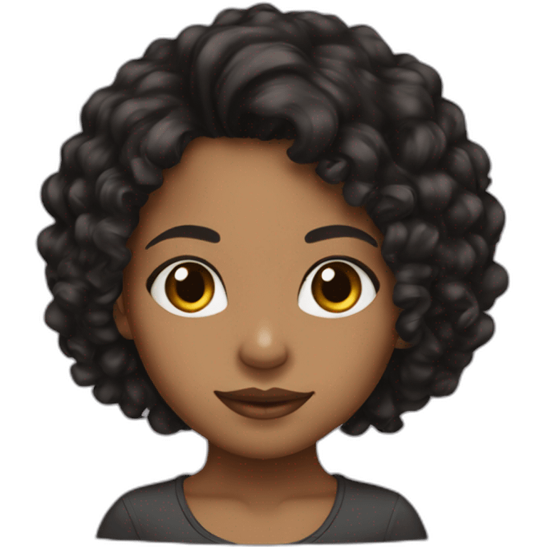 Brown girl ear pierced long black curly hair emoji