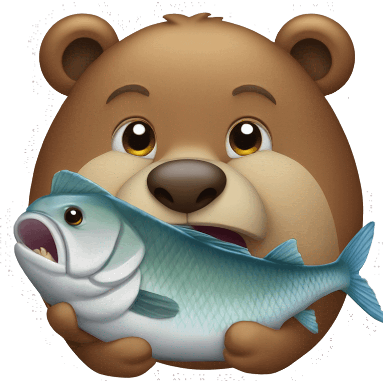 strong bear eating fish emoji