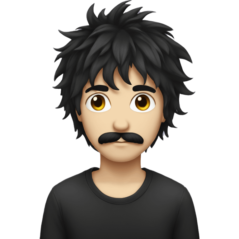 emo boy with shaggy hair and moustache emoji