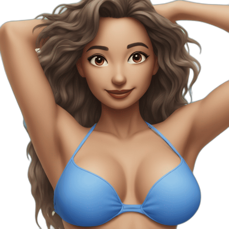 Sexy pose soft-fit woman blue bikini (beach body) realism emoji