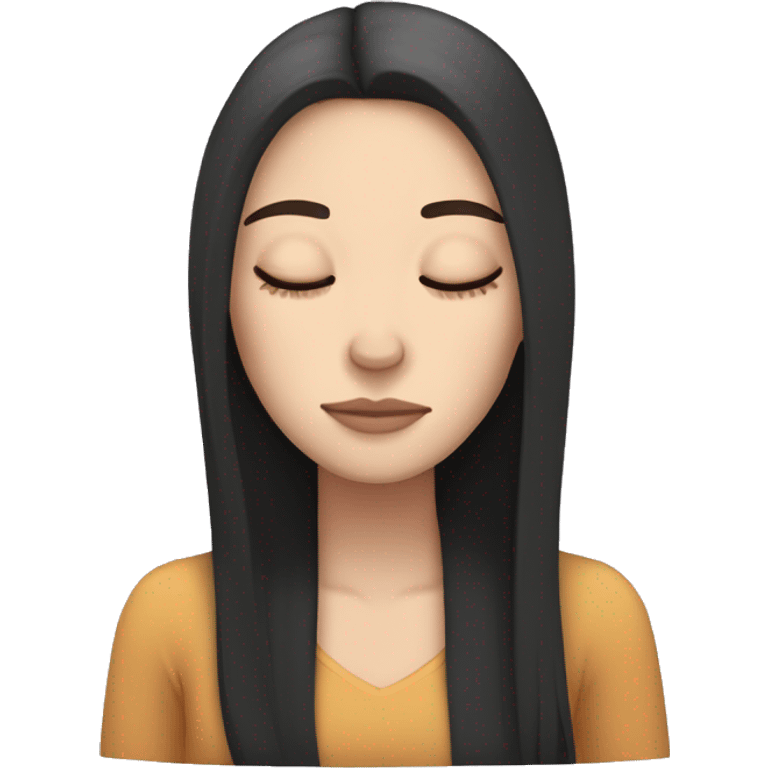 sleeping white girl with straight long dark hair emoji