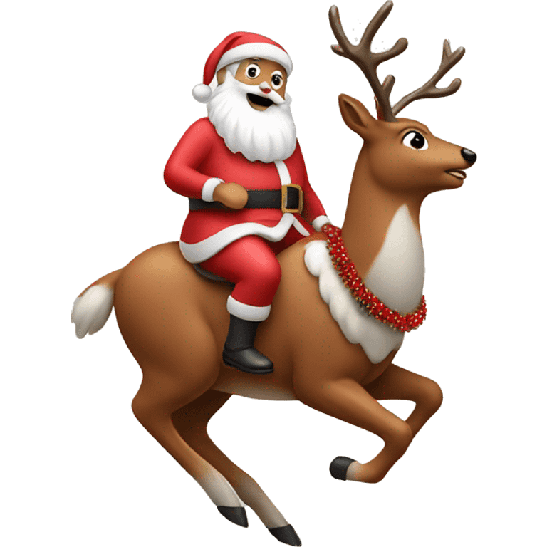 Santa riding Rudolph wearing a Tu-tu emoji