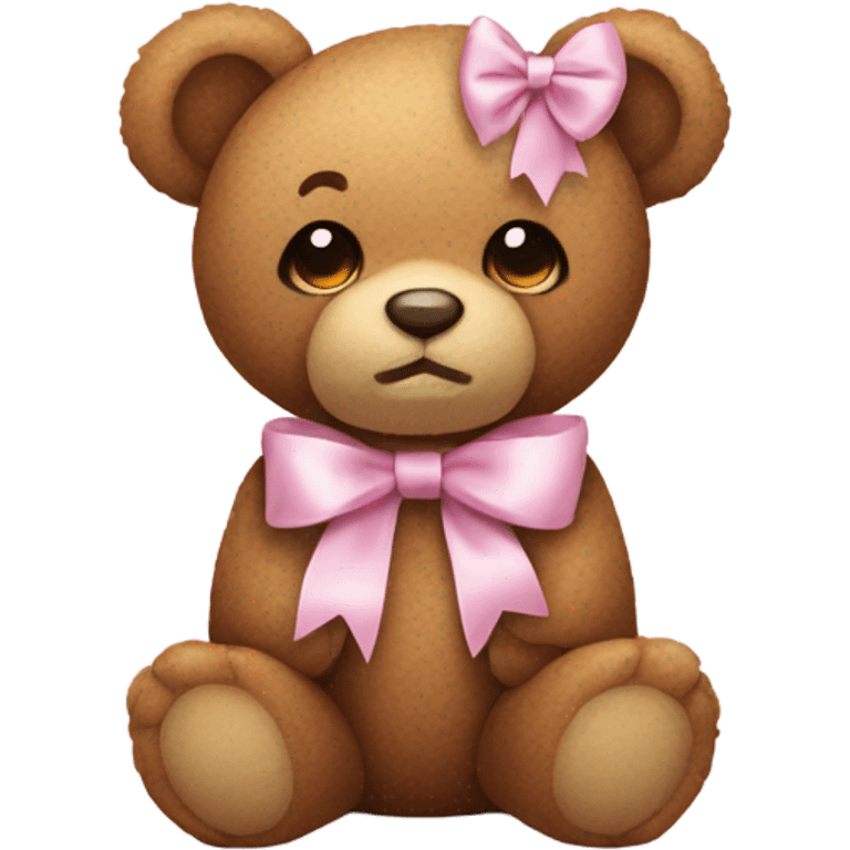 teddy bear with pastel pink bow emoji