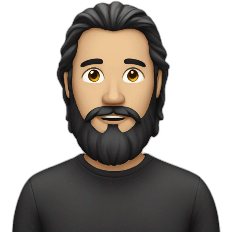 man with long dark hair and beard smoking emoji