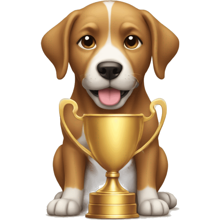 Dog with a trophy emoji