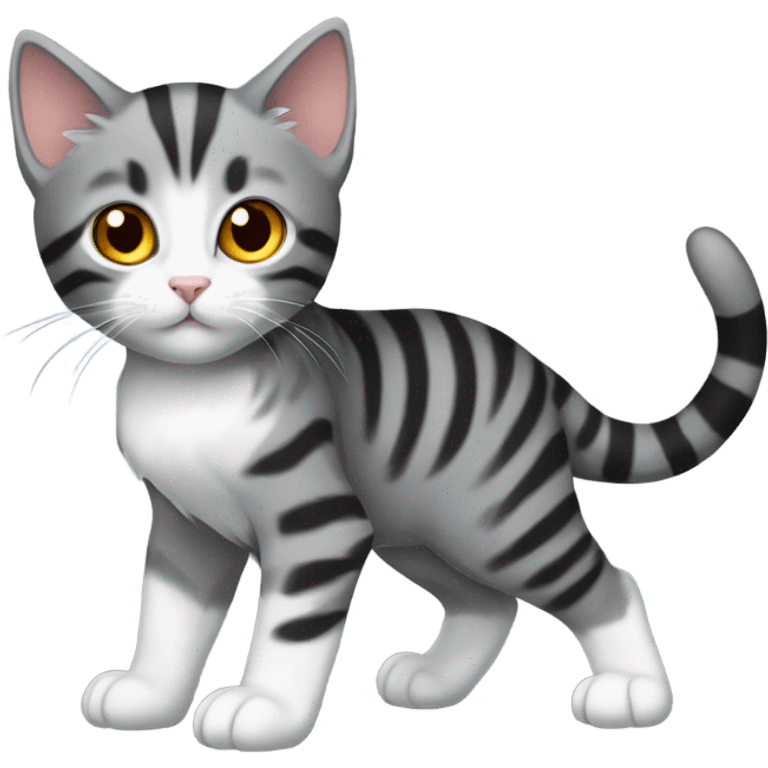 Grey and black tabby kitten with white legs, razor sharp talons and wings of fire  emoji