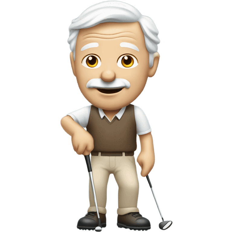 Elderly white male no facial hair and no cane playing golf emoji