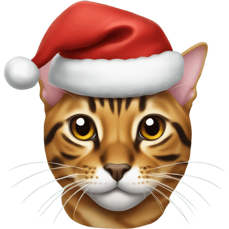 Bengal cat with santa hat emoji