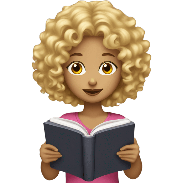 Blonde curly haired girl reading kindle  emoji