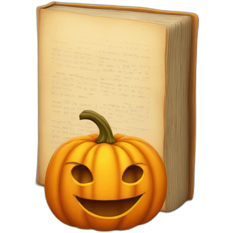 A Book beside a pumpkin emoji