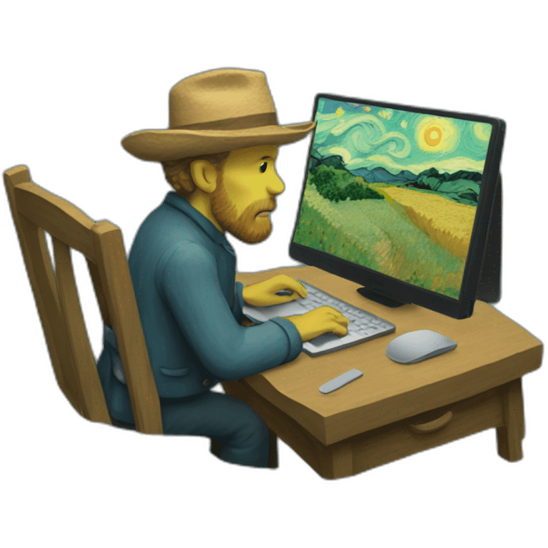 van gogh working on a macbook emoji