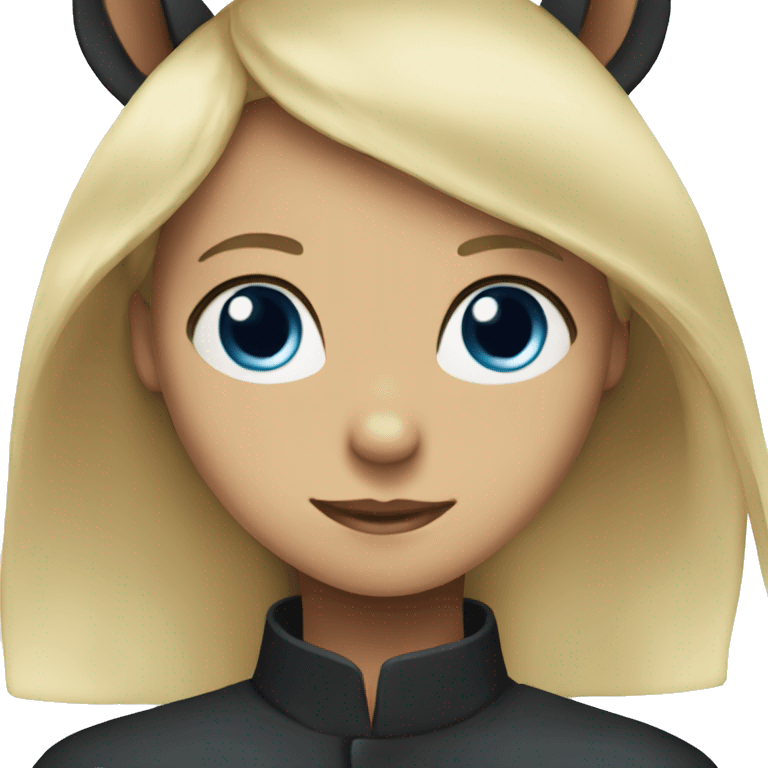 Black horse with blonde, blue eyes girl  emoji