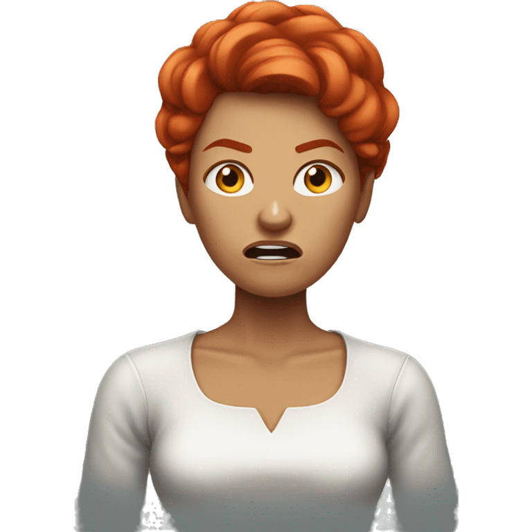 Woman with red hair very very angry emoji