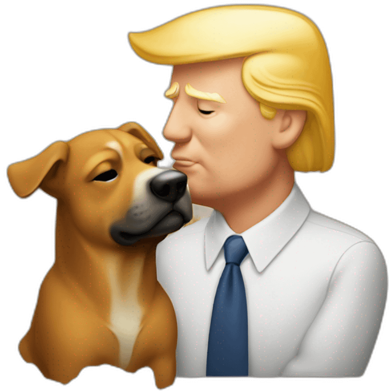 trump kissing a dog emoji