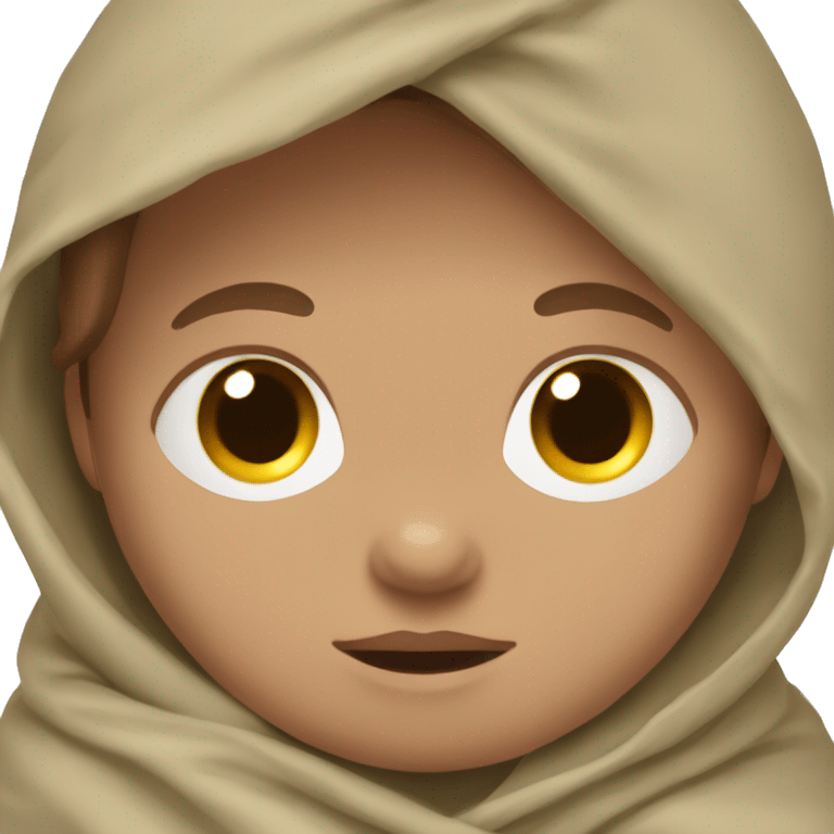 Newborn boy light skin and brown hair swaddled in khaki blanket emoji