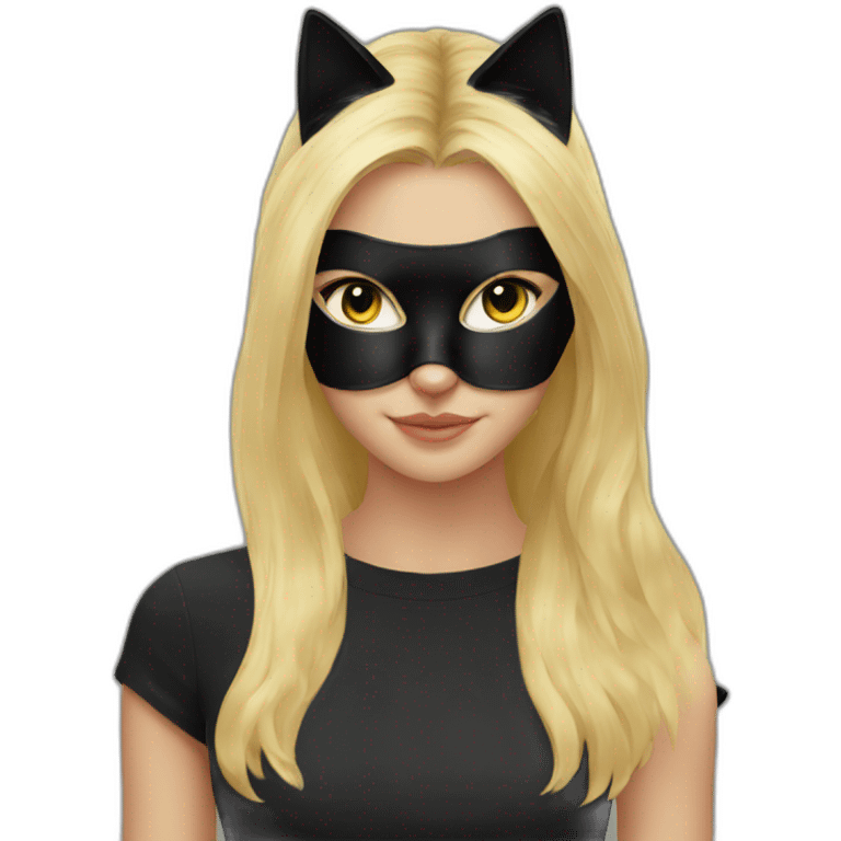 Black cat mask on girl with blond hair emoji