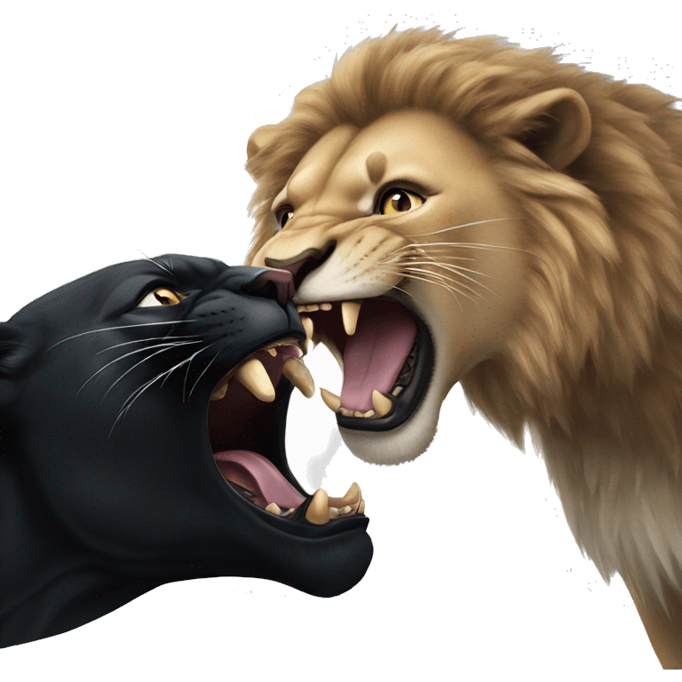 Lion biting a black panther emoji