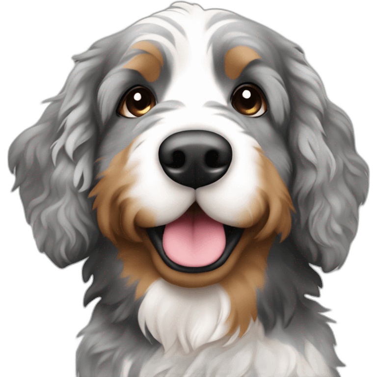 mini merle colored bernedoodle emoji