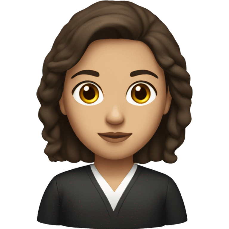 brunette law student with brown eyes emoji