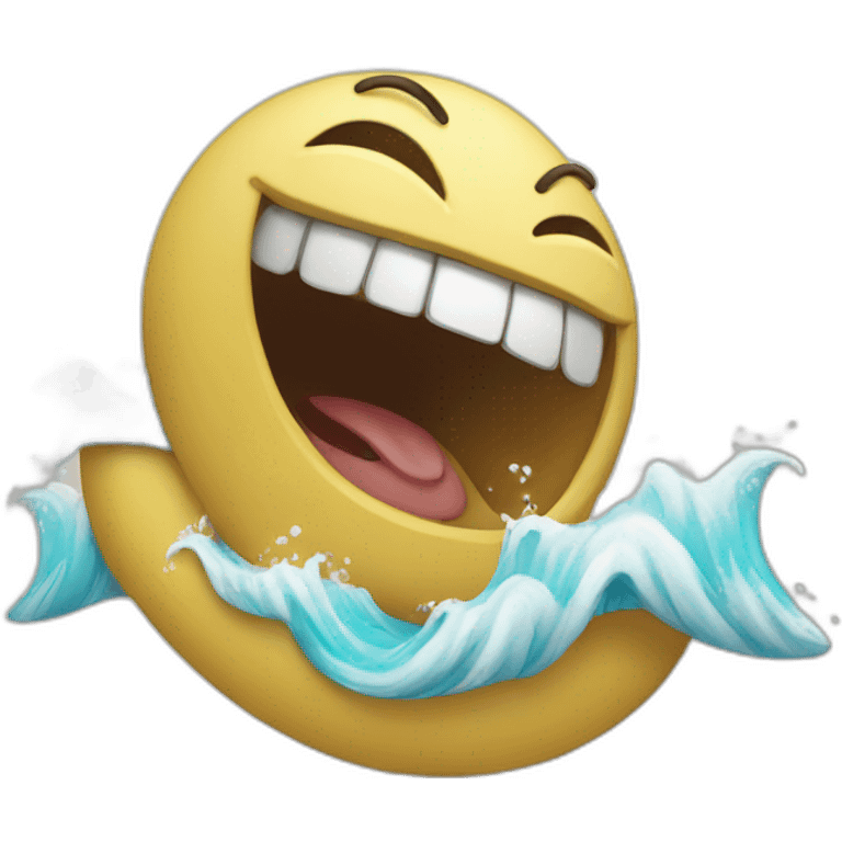 A laughing wave emoji