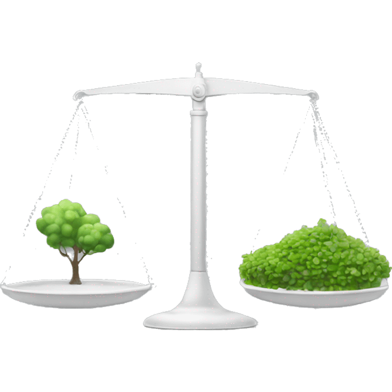 a scale with the industry on the left plate and the environment on the right plate emoji