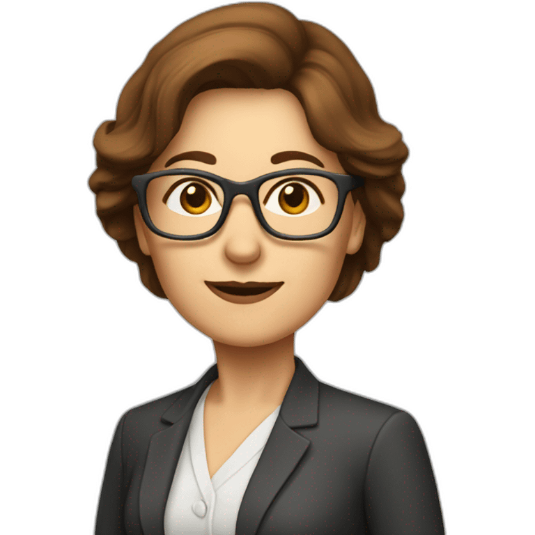 middle-aged accounting woman with brown midhair and glasses emoji