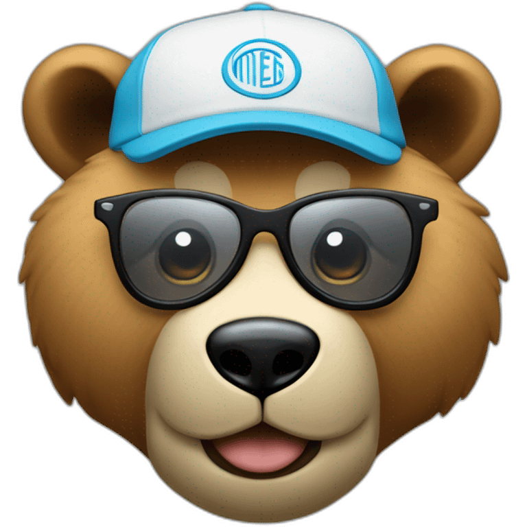 un oso con lentes oscuros y gorra negra emoji