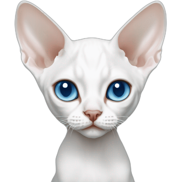 Slim white devon rex with light blue eyes cute emoji