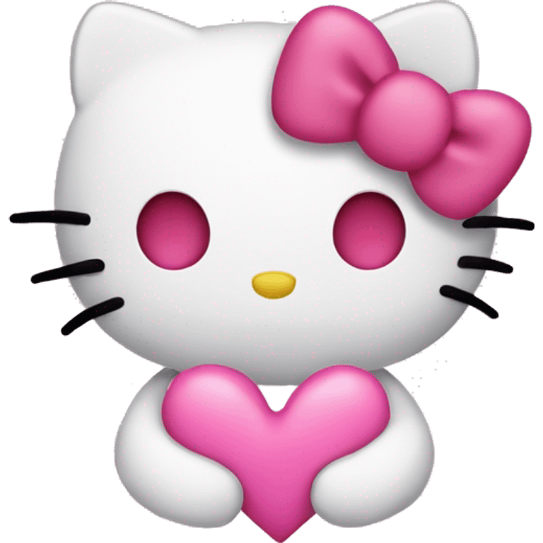 Pink heart with hello kitty emoji