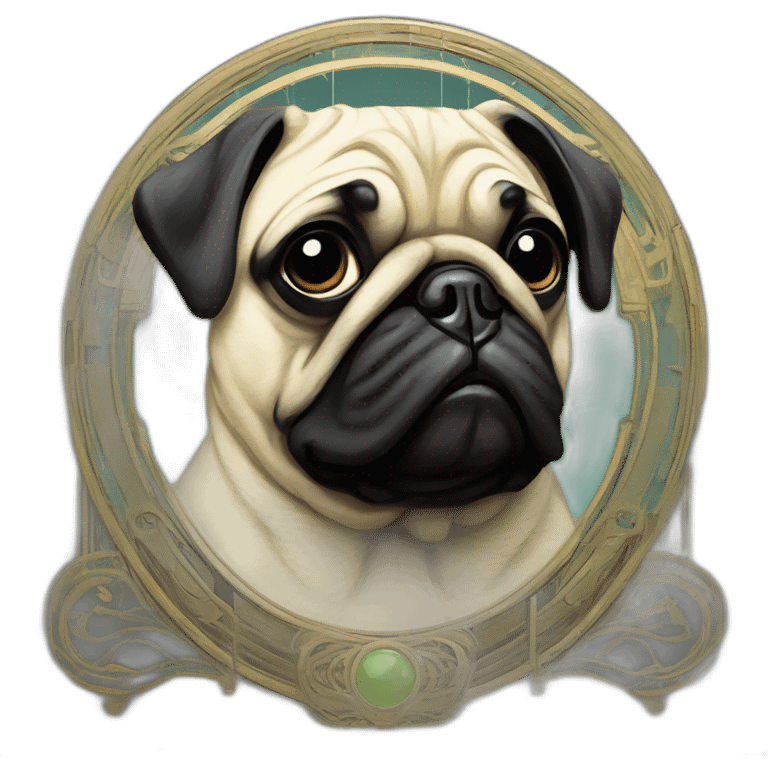 A cyberpunk pug in Art Nouveau style during 1910 emoji