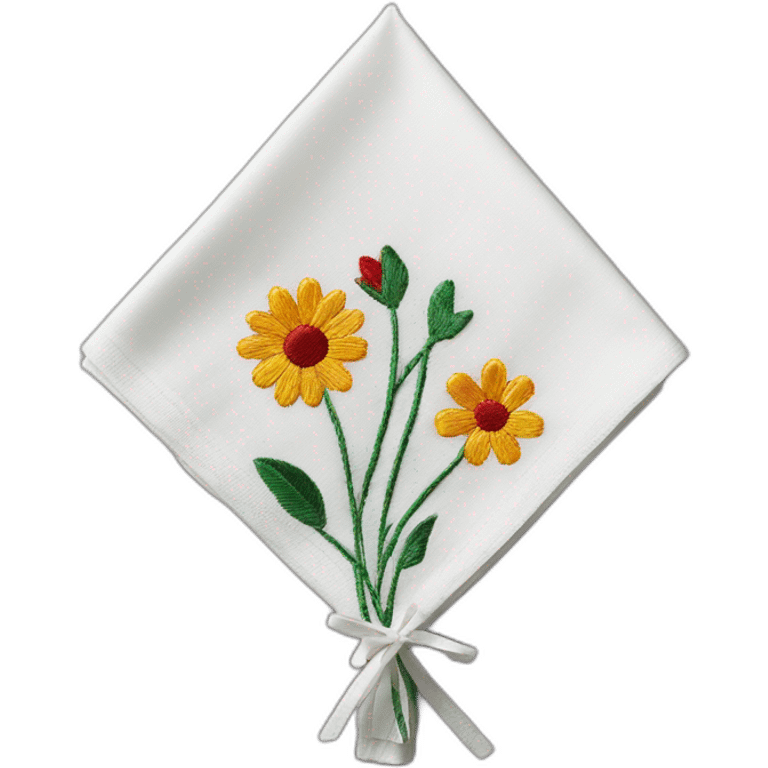 flowers embroidered napkin emoji