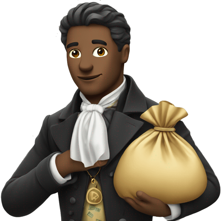 aristocrat with money bag in his hands emoji