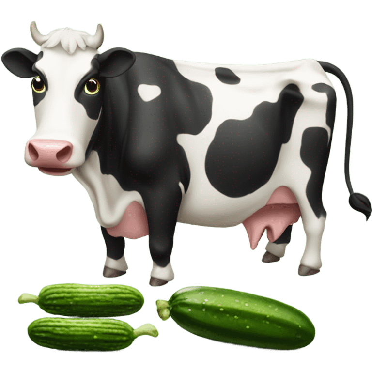 Cow eating big pickle emoji