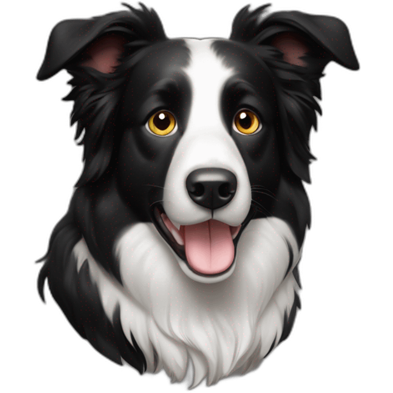 100% black border collie dog with kind eyes and gentle face emoji