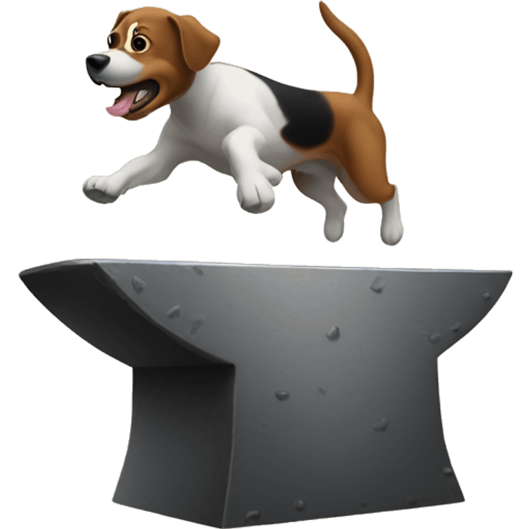 Anvil with dog jumping over emoji