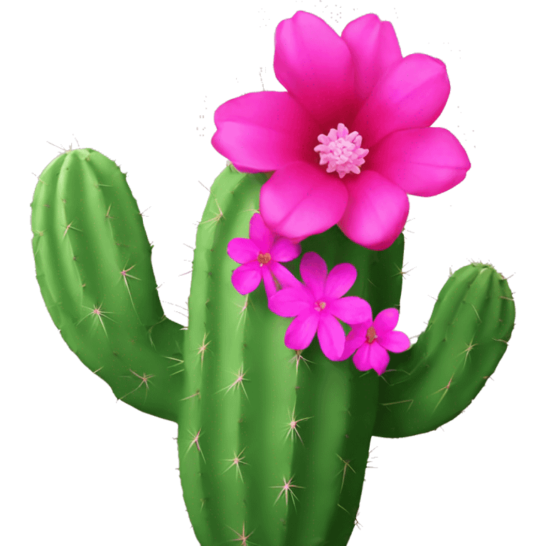 Cactus with hot pink flower emoji