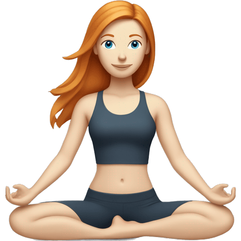 Ginger straight hair woman with blue eyes doing yoga emoji