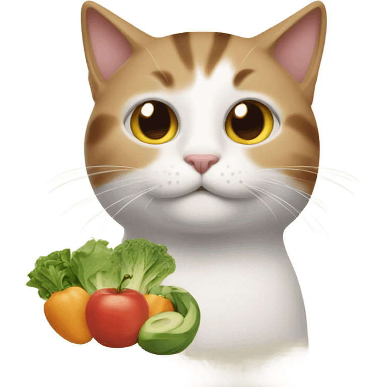 Cat with very healthy food emoji