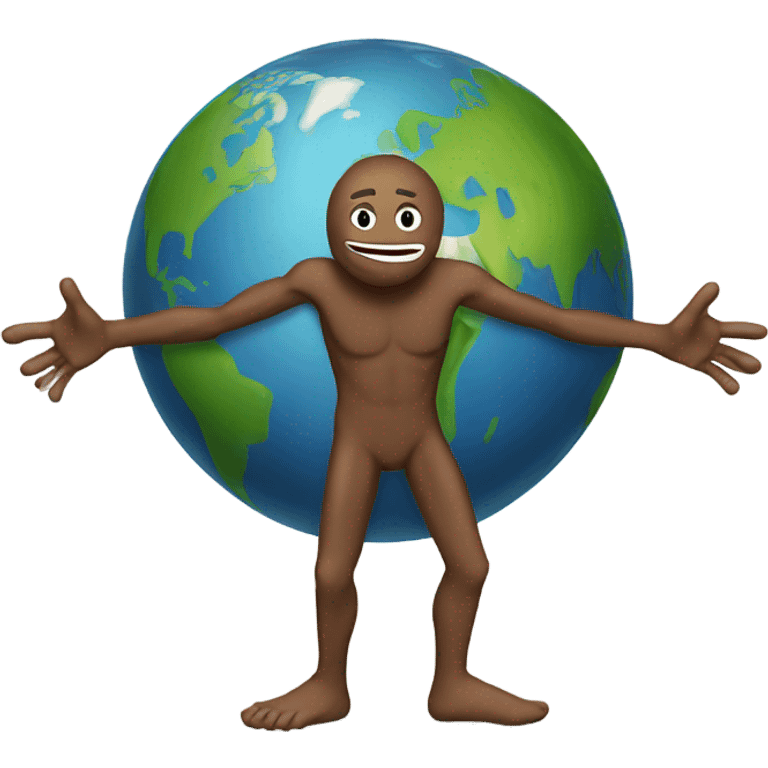 Planet earth with a human face, arms and legs emoji